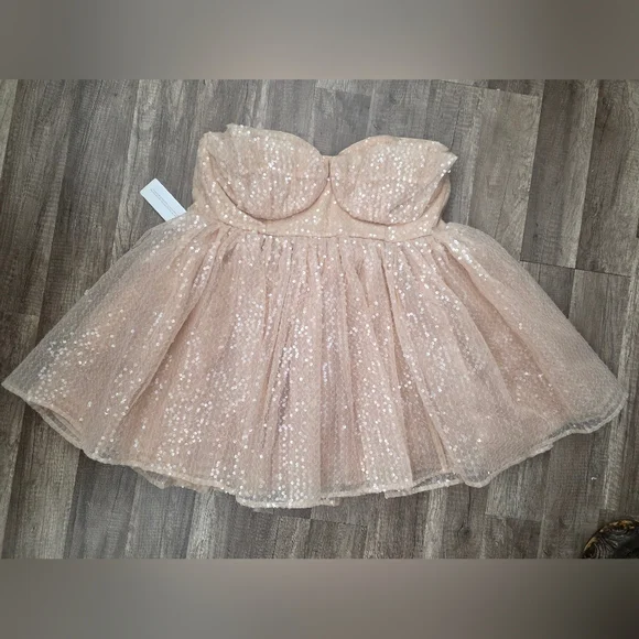 Nwt SELKIE CANDIED PARTY BLUE MOON SEQUIN PUFF DRESS xxl Cottage Fairycore - Picture 2 of 13